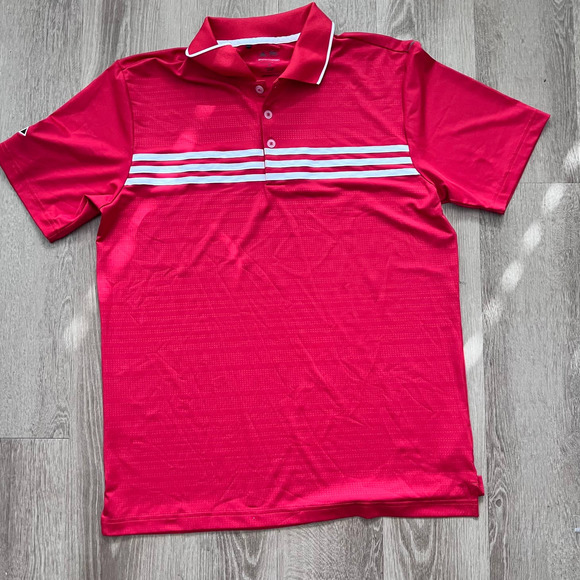 Adidas Red/White Men Pure Motion Golf Shirt - Picture 1 of 13
